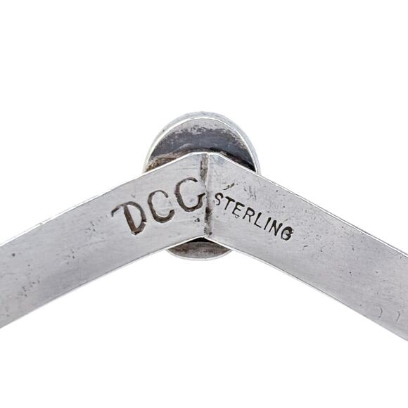 Tiger's Eye Cabochon Chevron Cuff | Vintage Sterling Silver 925 Bracelet | 7" - Picture 5 of 8